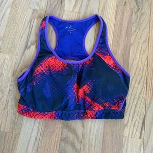Athleta Sparts Bra Purple Red Abstract Print Padded M